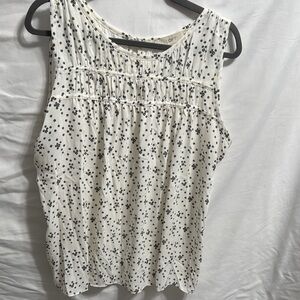 LOFT Ivory Blouse with Black Floral Print